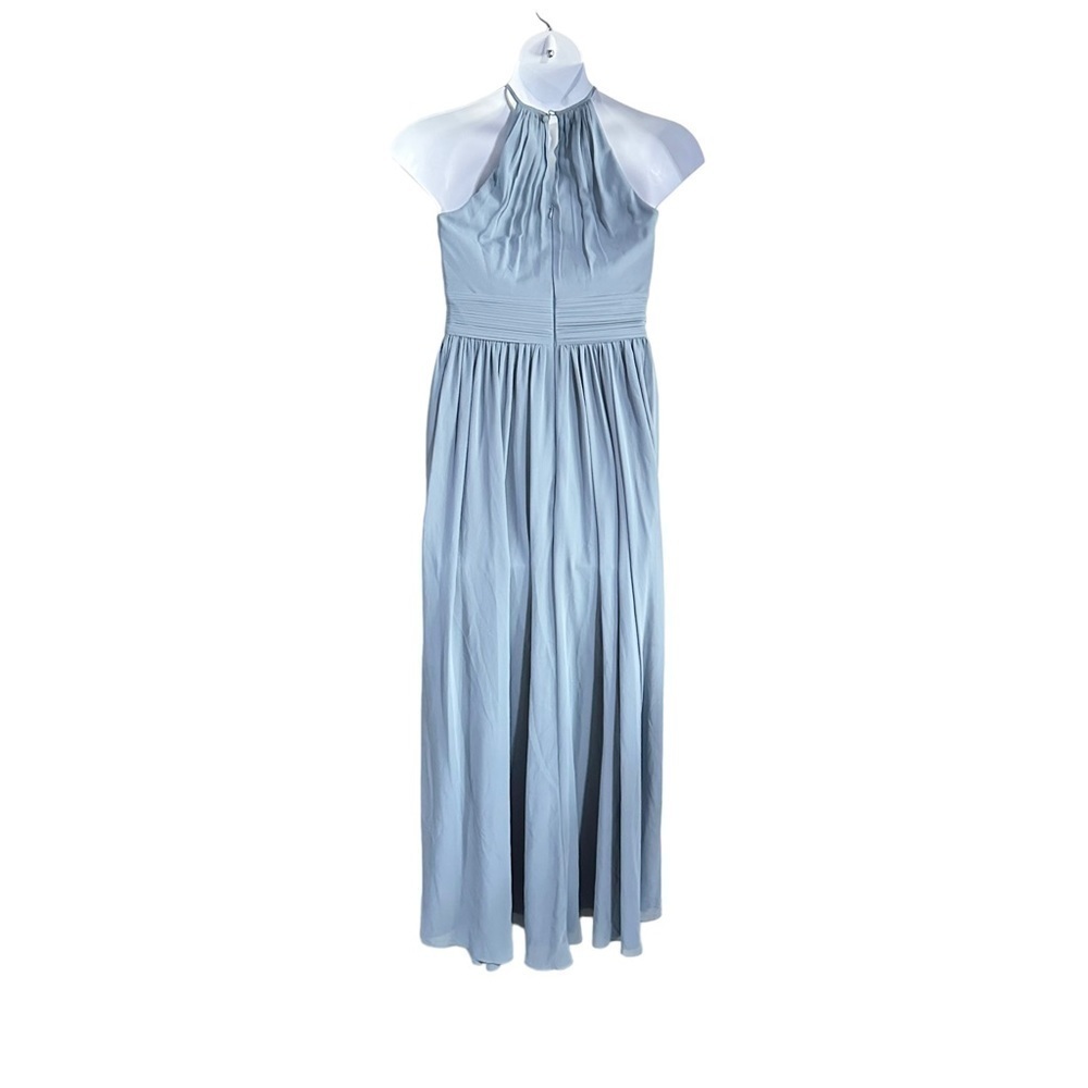 LEVKOFF Keyhole Neck Chiffon A-Line Blue Gown Size 10 NWT - Picture 5 of 8